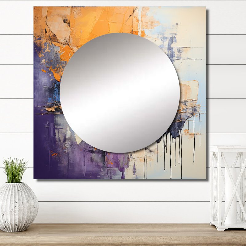 «Collage Impressions V», art mural miroir carré abstrait pour salle de bain, 23 po x 23 po
