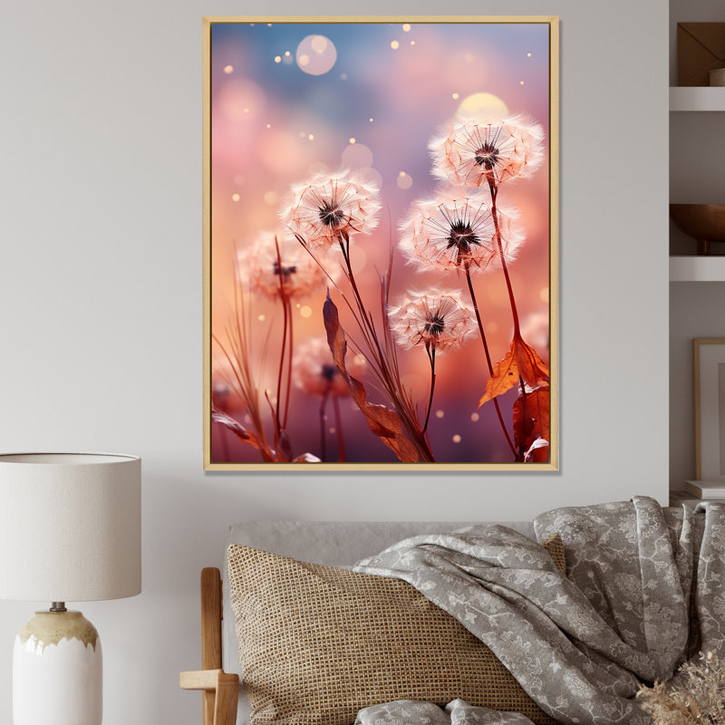 «Delicate Calm Dandelion Serenity IV - Autre plante et fleurs», art mural, Cadre flottant brun, H 44 po x l 34 po