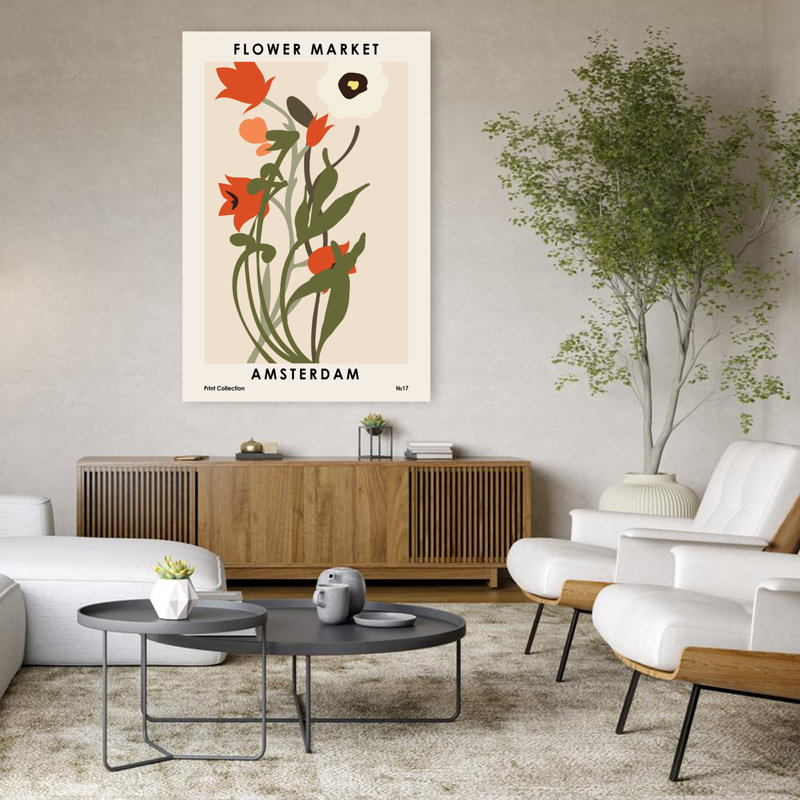 Art contemporain, art floral, H 48 po x l 32 po
