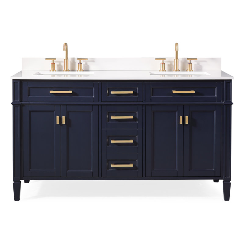 Ensemble de meuble-lavabo double 60 po, Bleu marine
