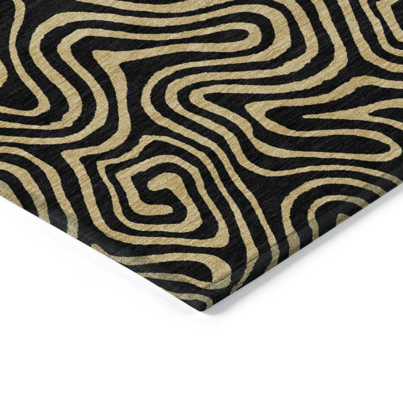 Addison Black Synthetic Machine Washable Indoor/Outdoor Rug 2'3" x 7'6"