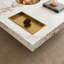 Table basse moderne carrée en marbre avec plateau, base en acier inoxydable doré, centre de table de salon luxueux