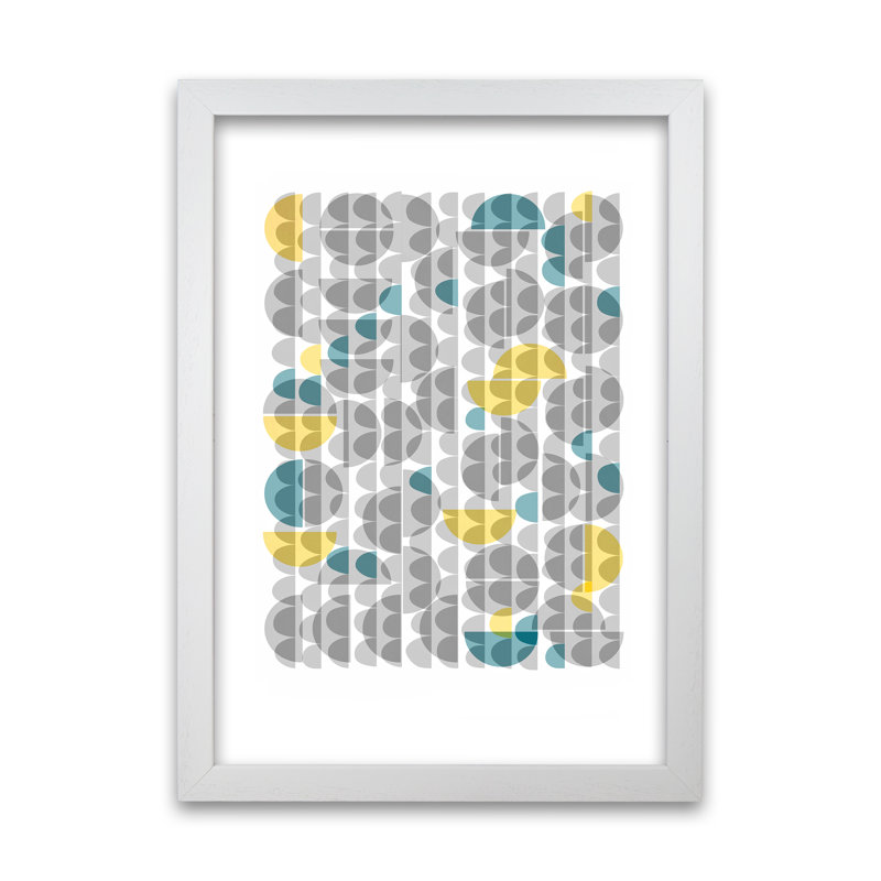 Geometric Grey And Yellow B Original - Print, White Frame, 42cm H x 30cm W x 3cm D