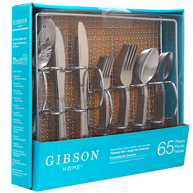 Symple Stuff Stainless Steel Flatware Set for 12 with Wire Caddy