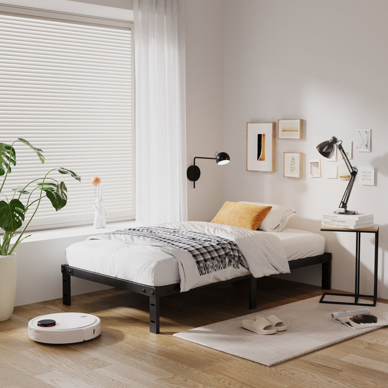 10" Steel Twin Bed Frame Heavy-Duty Noise-Free No Boxspring Needed with Rubber Corner Guards, Twin, 10"