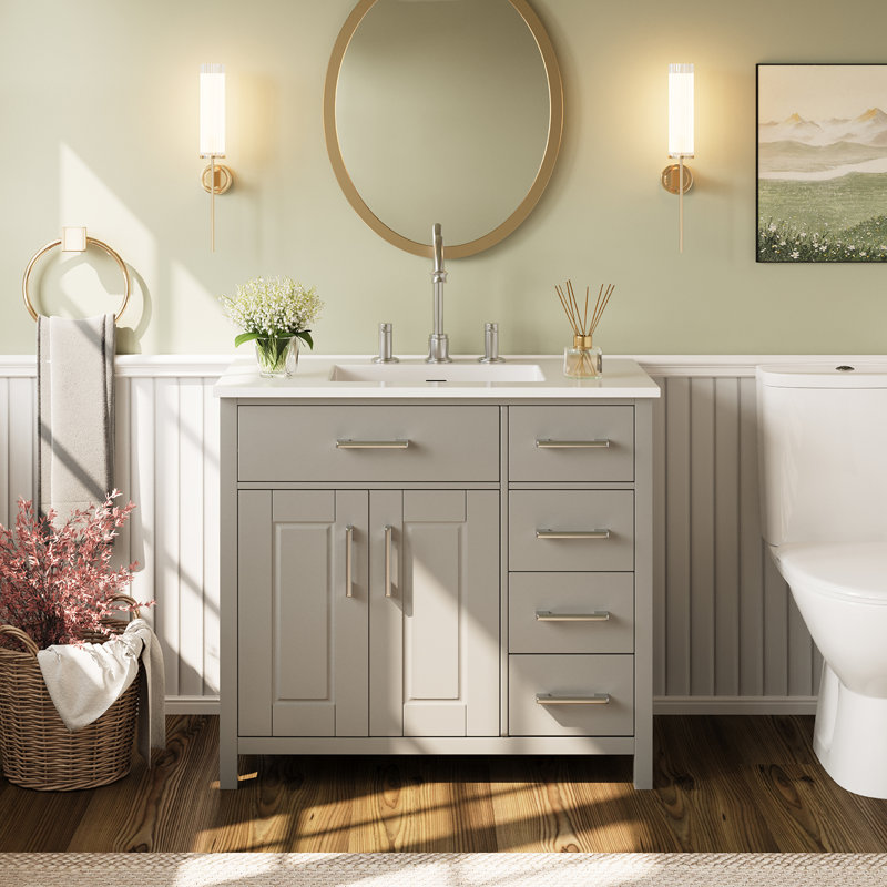 Ensemble de meuble-lavabo simple 36 po Mexia, Gris, Argent