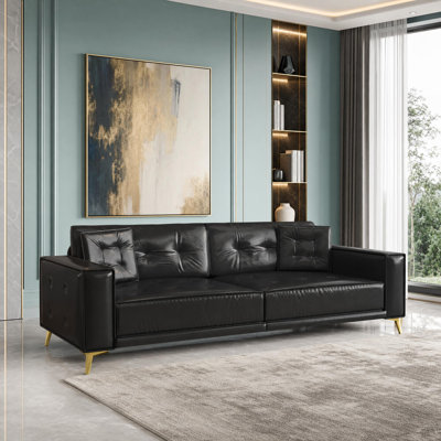 93.2'' Faux Leather Sleeper Sofa