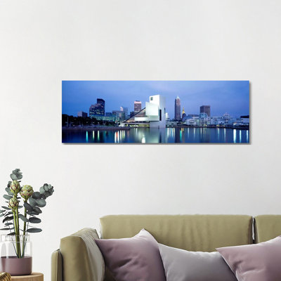 Rock And Roll Hall Of Fame, Cleveland, Ohio, USA 1 Piece Wrapped Canvas Panoramic Wall Art