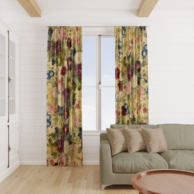 Panneau de rideau floral semi-transparent, L 20 po x L 61 po