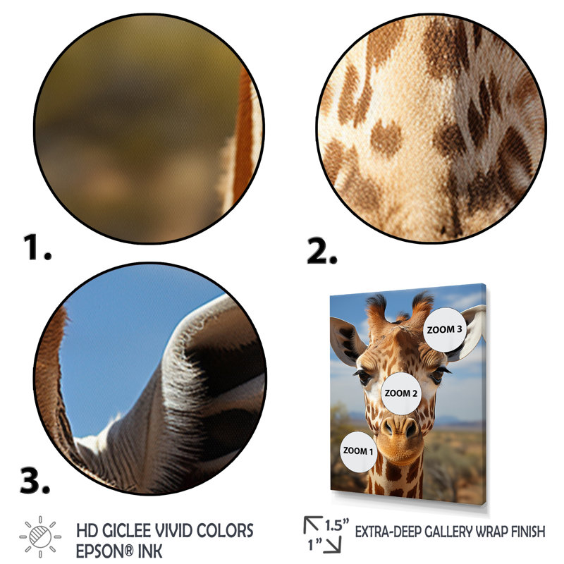 «Blue Giraffe Portrait I», reproduction d'art sur toile, Toile tendue, H 32 po x l 24 po x P 1 po
