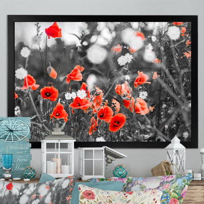 «Red Poppy Flowers on the», reproduction sur toile