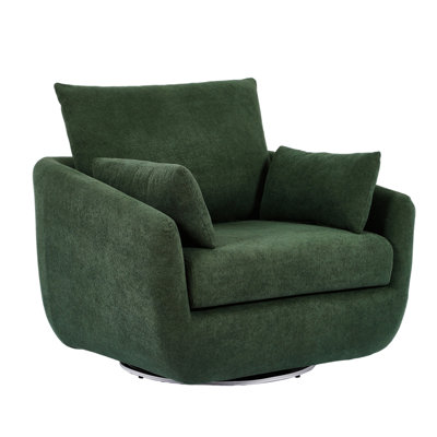 Rotatable Sherpa Fleece Green Single Chair with 3-Tone LED Strip Lights