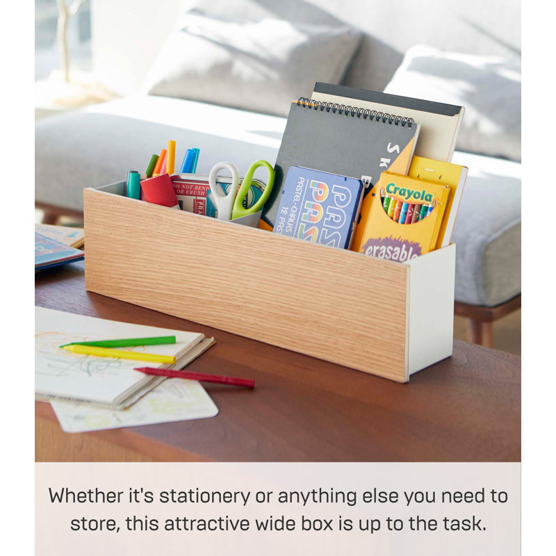 White Wood Desk Organizer with Adjustable Dividers