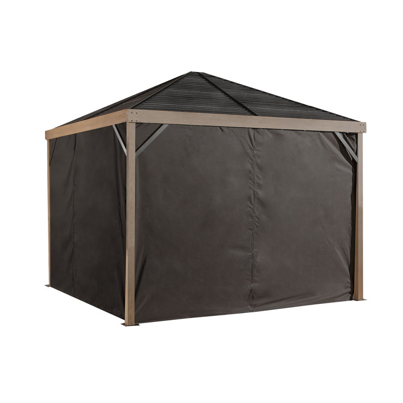 Brown Polyester Outdoor Gazebo Curtains Set