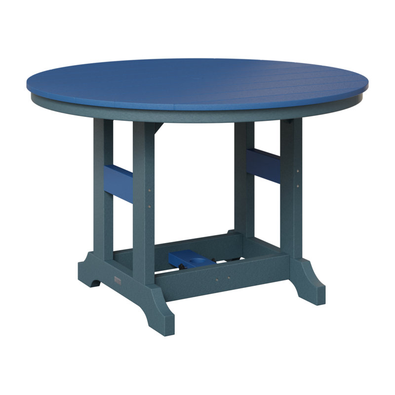 Garden Classic Outdoor Round Bar Table, Pacific Blue, Slate