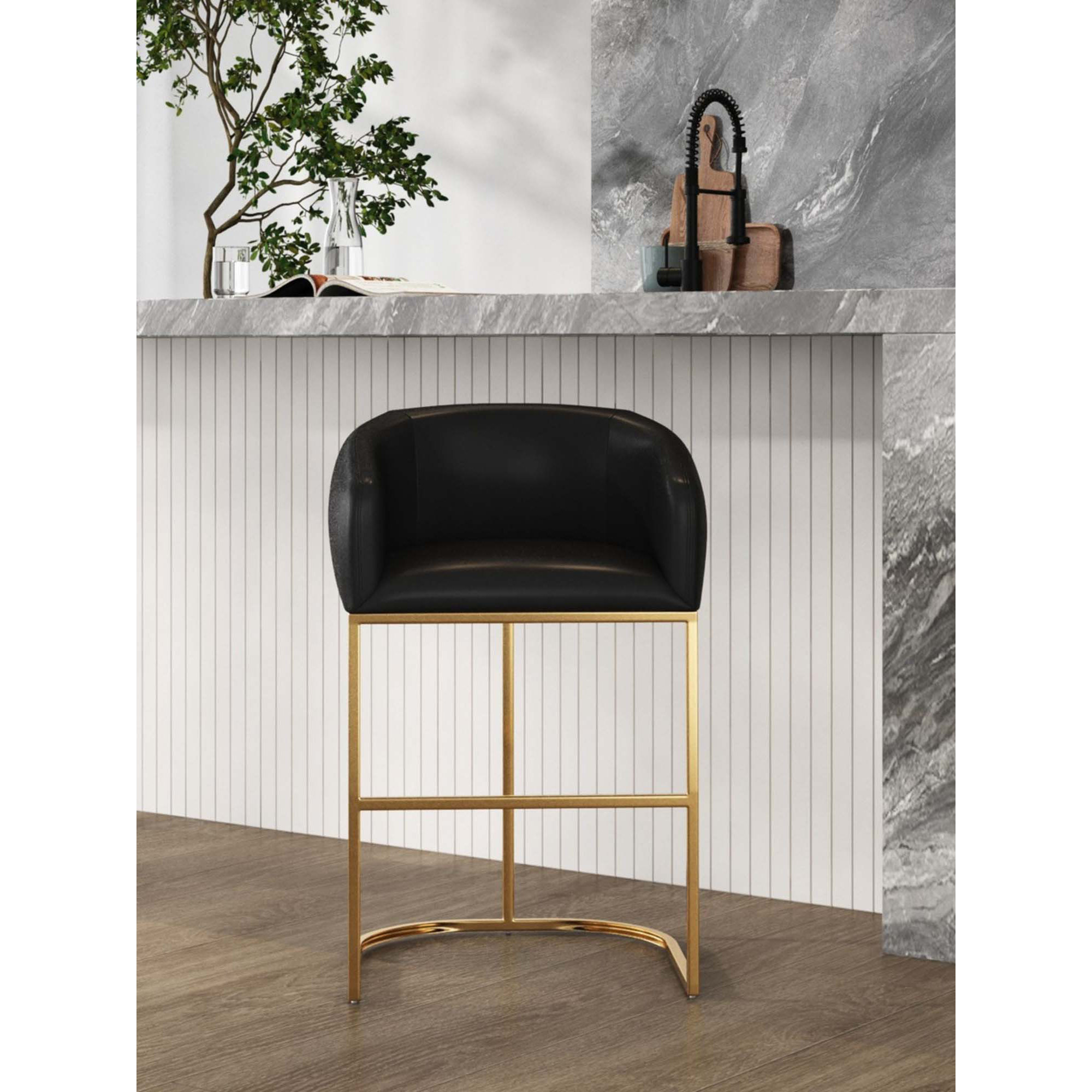 Louvre Bar & Counter Stool, Counter Stool (26" Seat Height), Black