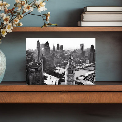 1940S Looking Sw From Tribune Tower Wacker Drive Along Chicago River Wrigley Building Tower In Foreground Chicago Illinois Classic Retro Vintag...