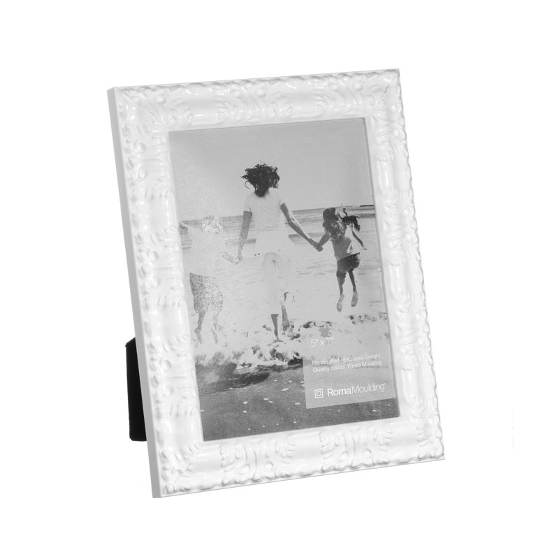 Cadre pour photo simple en bois embossé, 4 po x 6 po, Blanc