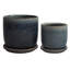 Modern Textured Ceramic Planter with Saucer-1936006861-1936006851