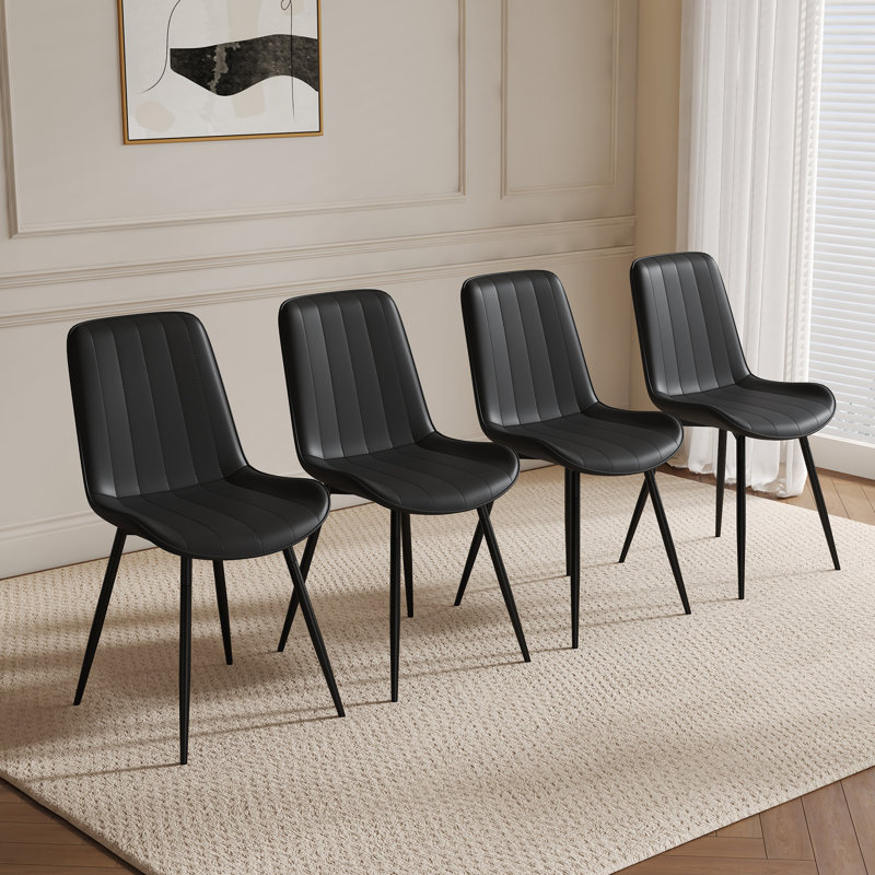 Chaise rembourrée en similicuir moderne, Noir