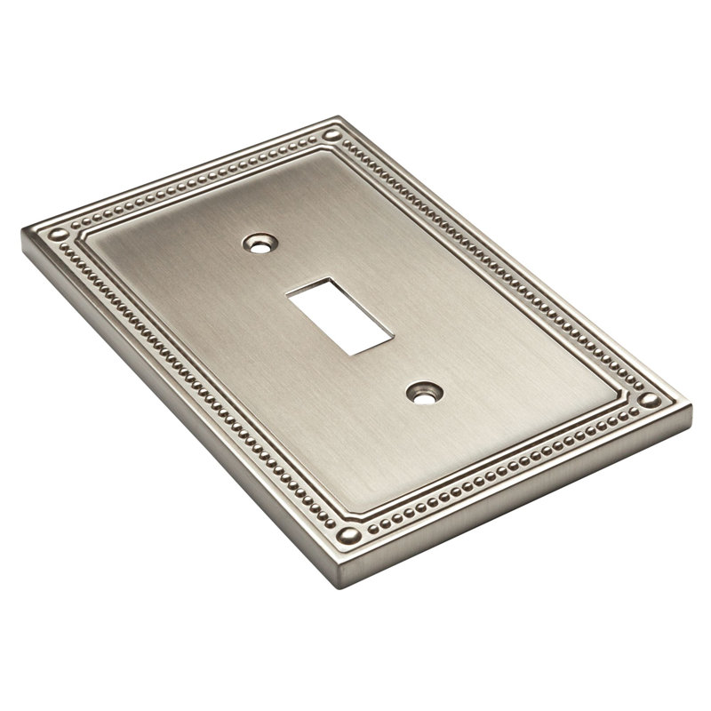 Classic Beaded 1-Gang Toggle Light Switch Wall Plate, Brushed Nickel