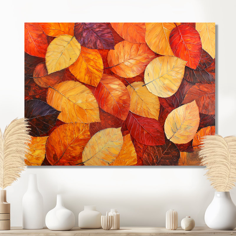 Feuilles d'automne au Canada I - art mural floral en métal, feuilles, impression sur métal, H 24 po x l 32 po