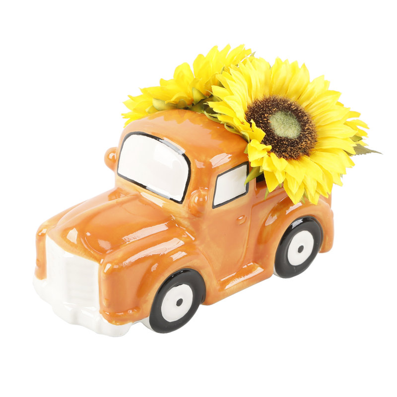 Arrangement floral camion tournesol en pot