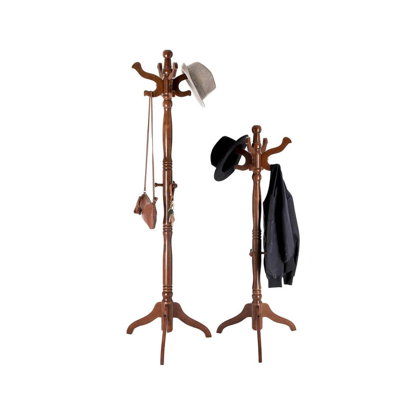 Eucalyptus Wood Hall Tree Coat Rack with 11 Hooks