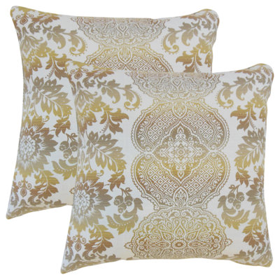 Nakety Damask Feather Reversible Throw Pillow