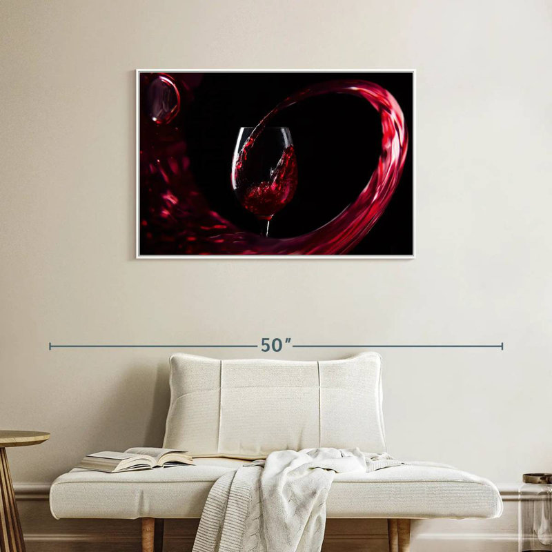 Vin rouge coulant, Cadre flottant blanc, 37 po x 25 po