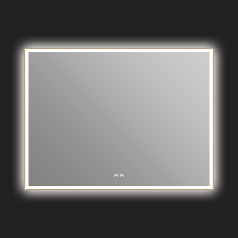 Eden 48" x 36" Rectangular LED Wall Mounted Mirror with Aluminum Frame, Defogger, Adjustable Temperature & Brightness - Brushed Bronze
