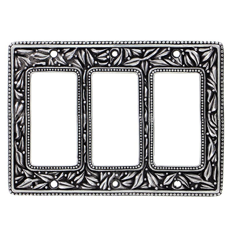 San Michele 3-Gang Rocker Combination Wall Plate, Antique Silver, 4.5" H x  6.25" W x 0.25" D