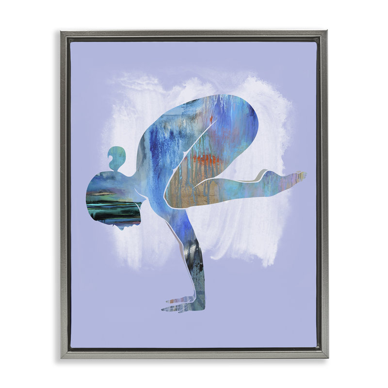 «Mindful Yoga Pose» par Tim Parker, H 31 po x l 25 po, Cadre flottant gris lustré