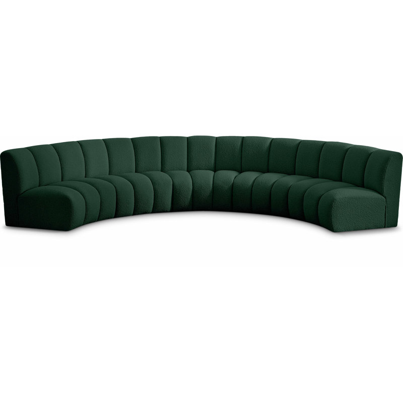 Infinity 167" Wide Symmetrical Modular Corner Sectional, Green Boucle Fabric