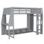 Lit mezzanine simple gris avec bureau, éclairage à DEL, support multicolore et support suspendu