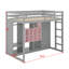 Lit mezzanine simple en bois avec garde-robe, tablettes et armoire-656811559