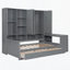 Lit de jour en bois avec trois tiroirs, armoire tout-en-un, bureau et tablettes-986709521-986709522