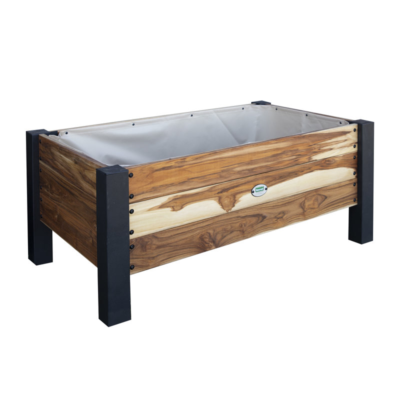 Backyard 10 Cubic Foot Teak Planter with Powder Coated Legs