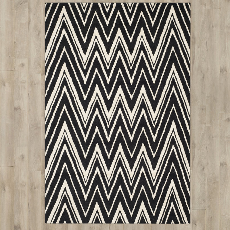 Stephen Chevron Wool Hand Woven Area Rug, Rectangle 61 x 91 cm
