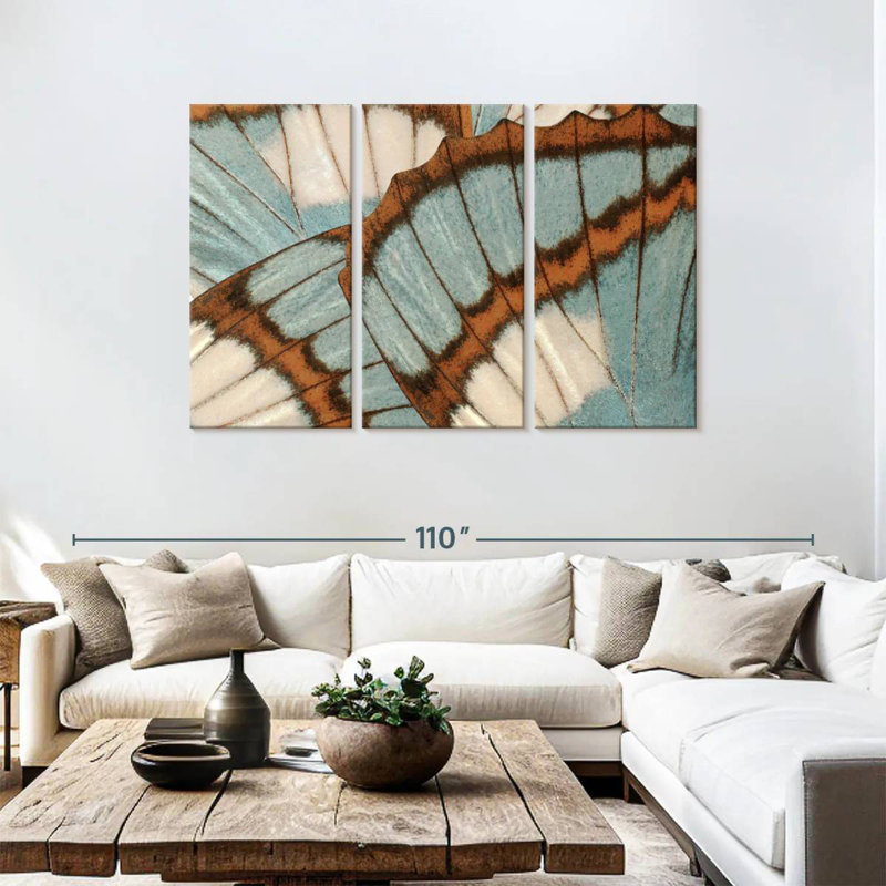 Blue Brown Butterfly Wings, 48" H x 74" W