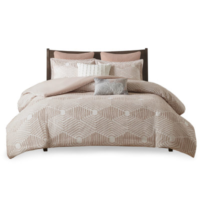 Blush Geometric Cotton - Machine Washable & Elegant Look Full/queen Comforter In