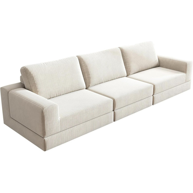 Canapé modulaire à compression Cloud, siège rembourré à siège profond moderne pour le salon, la chambre à coucher, aucun assemblage requis, tissu en velours côtelé, configurations flexibles