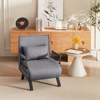 Convertible folding chair bed with 5-position adjustable backrest, comfy sleeper sofa for small spaces