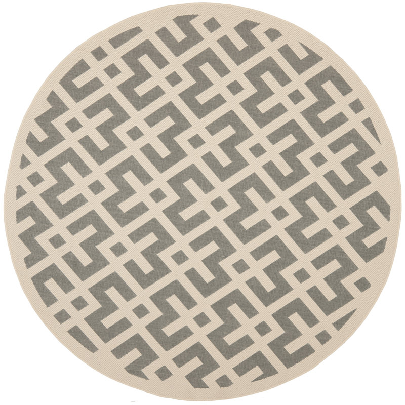 Arneshia Handwoven Flatweave Gray/Bone Indoor/Outdoor Area Rug, Round 4'