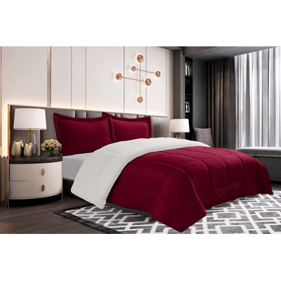 Mocassi Solid Sherpa Geometric Shapes Comforter