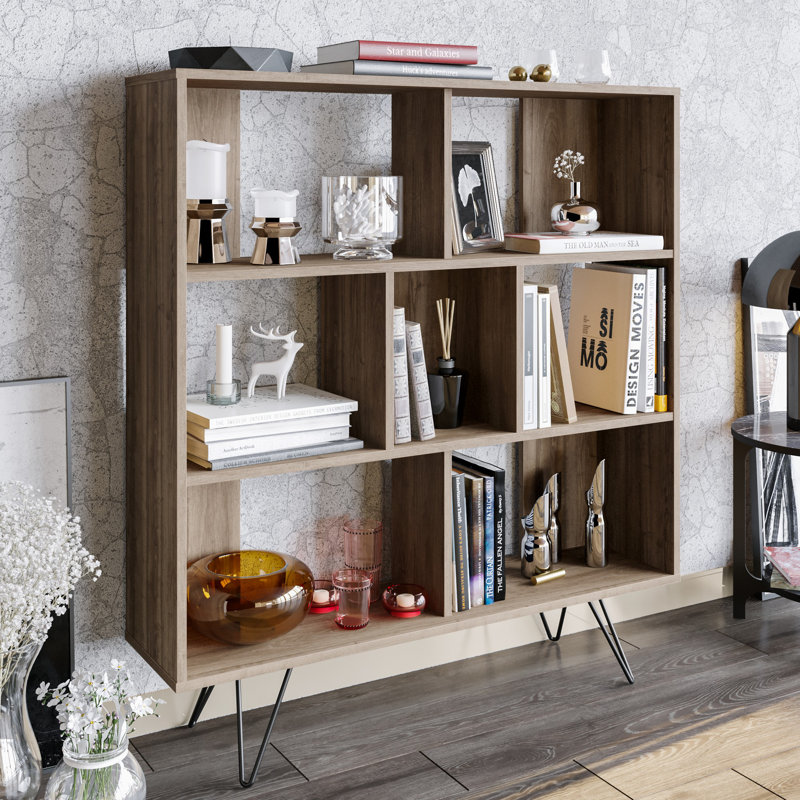 Bibliothèque standard en aluminium H 52 "x l 42" Kayce, Noyer
