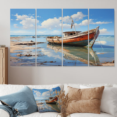 Fhses Boat By The Lake I - Coastal Boat, art mural sur toile 4 pièces
