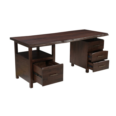 4-drawer Live Edge Solid Wood Desk