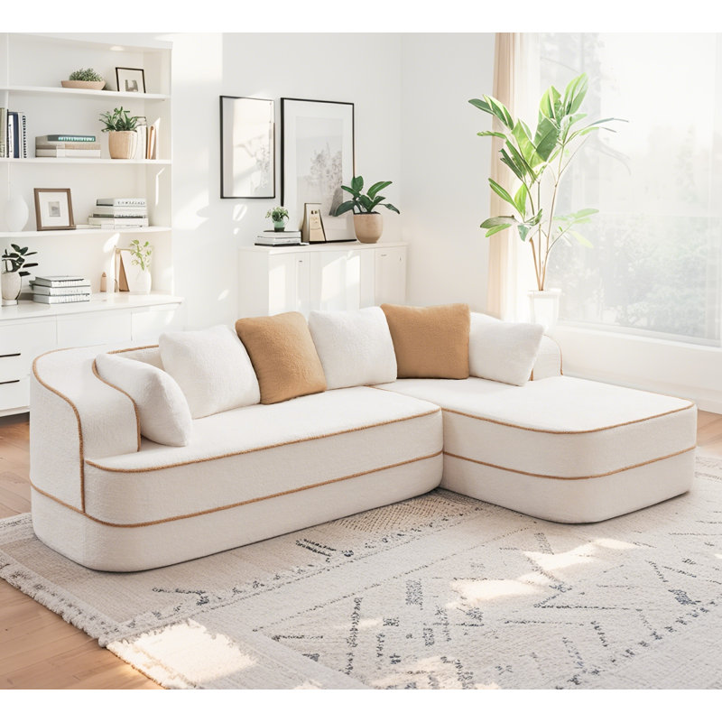 Canapé modulaire en tissu 106 po Teddy , Blanc, Orienté à gauche (vu de face)