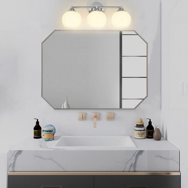 Éclairage de salle de bain à 3 lumières à intensité variable, Chrome chrome, Blanc